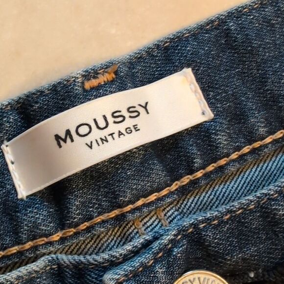 Moussy Vintage Otis Flare High Waisted Blue Denim Jeans Cropped Size 30 - Picture 6 of 14